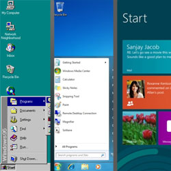 Evolução dos desktops do 95, 7 e Windows 8